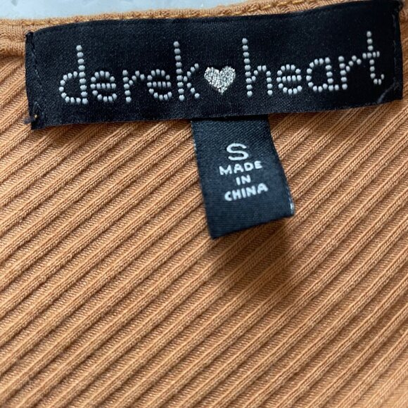 Derek Heart Tan Ribbed Button Front Dress S Bodycon Summer Beach Vibes Casual - Picture 8 of 8